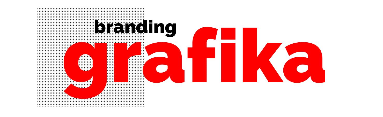 Czerwony napis grafika z małym czarnym tekstem branding nad literą r