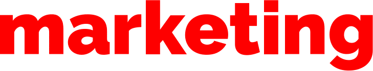 Czerwony napis marketing na białym tle